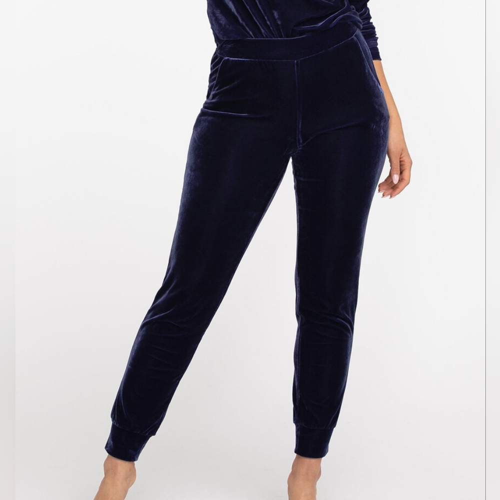 BNWT Cleo Velour Pull-On Jogger in ink (navy) with pockets - Picture 4 of 8